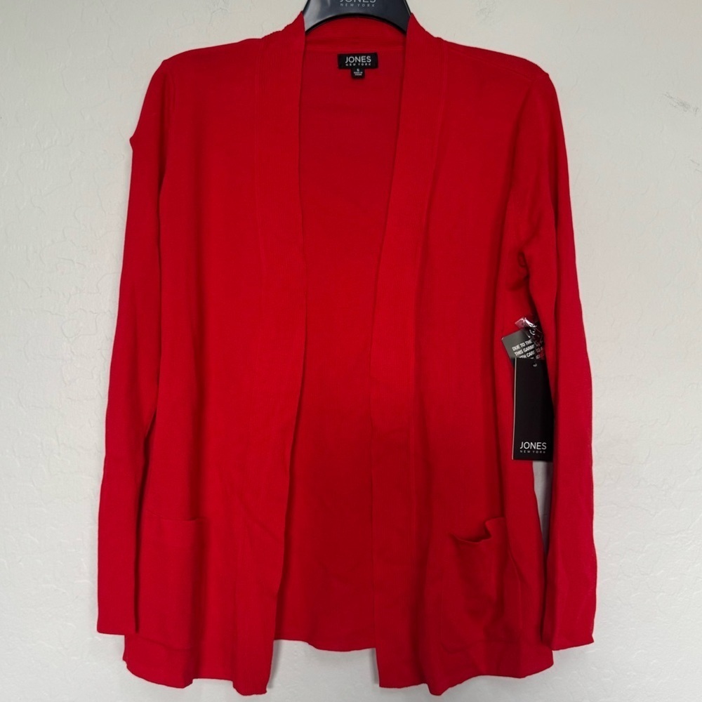 Jones New York red cardigan size small NWT